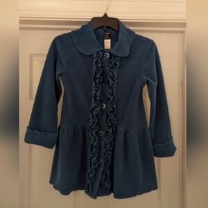 Mack & Co girls teal size 8 fleece ruffle coat